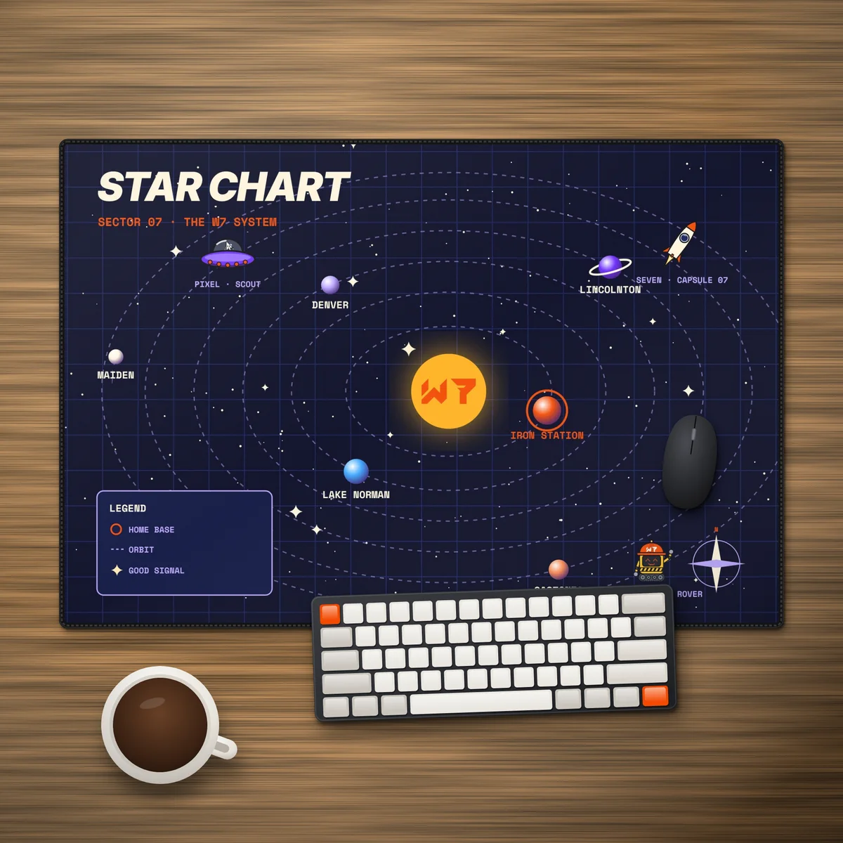 Star Chart Desk Mat desk mat in a styled photo