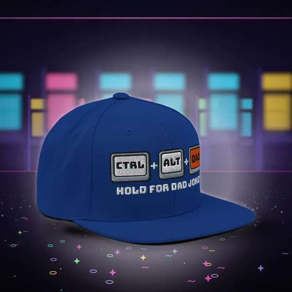 W7 Ctrl Alt Dad Snapback Hat in Royal Blue, a styled photo
