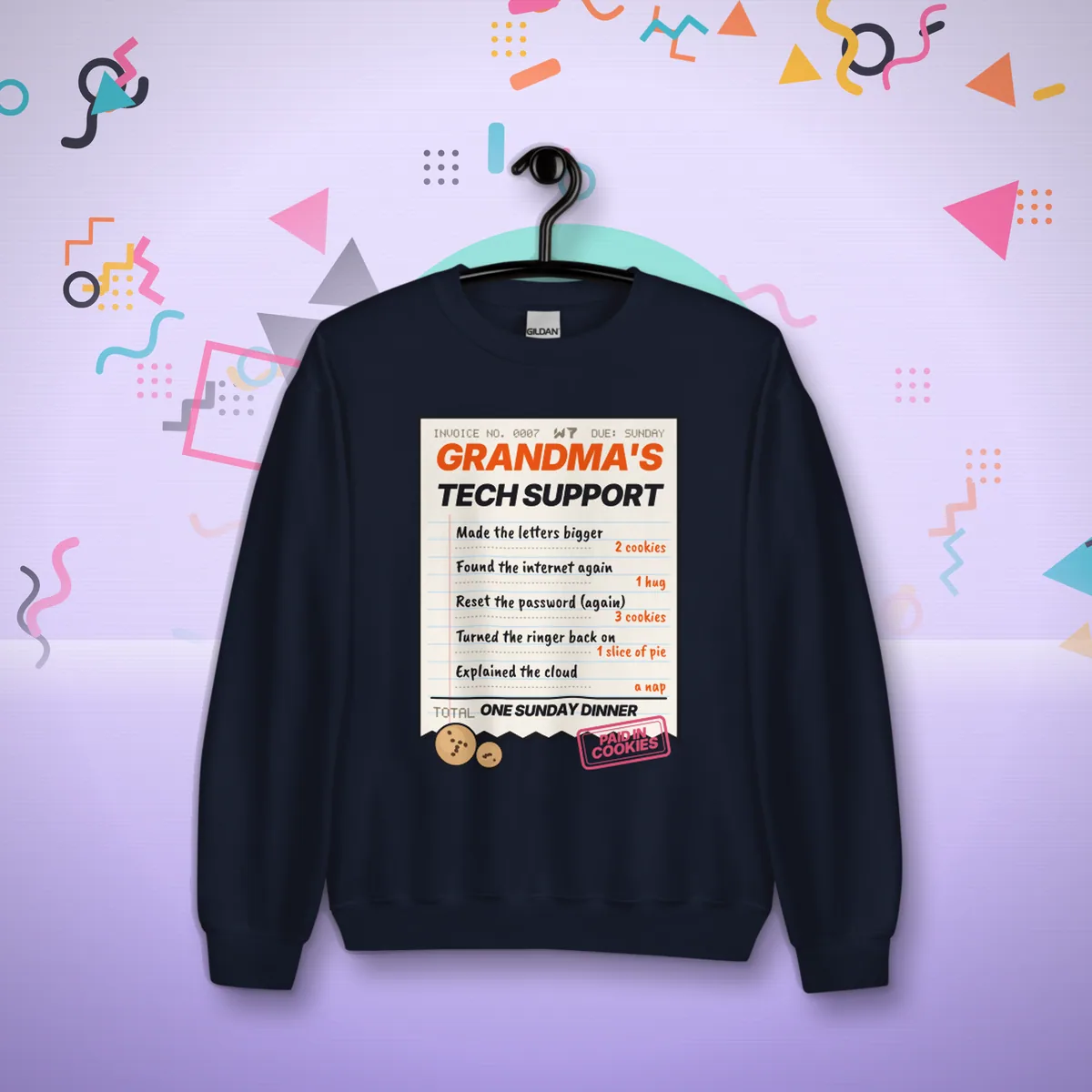 Grandma's Tech Support Crewneck crewneck in a styled photo