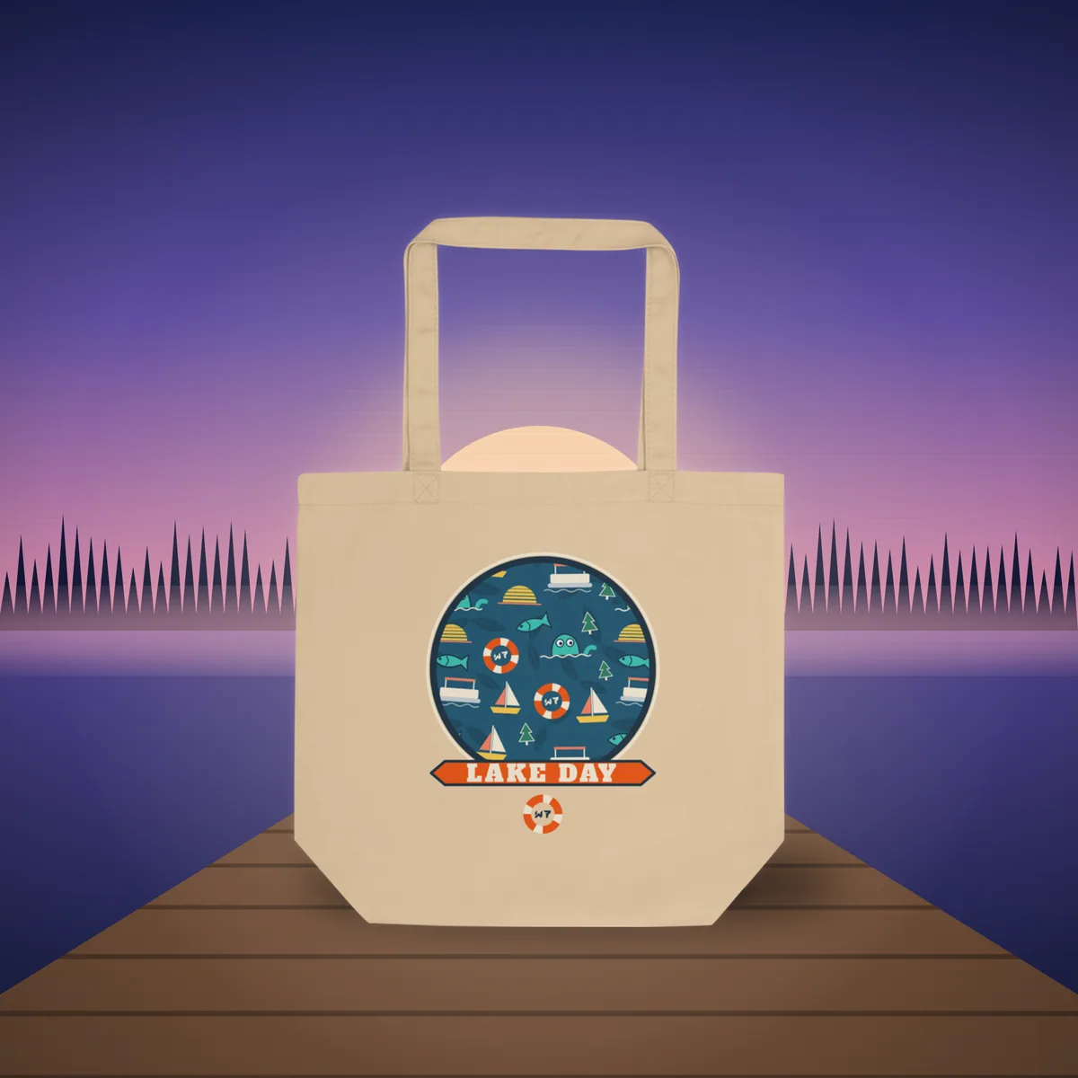 Lake Day Tote tote bag in a styled photo
