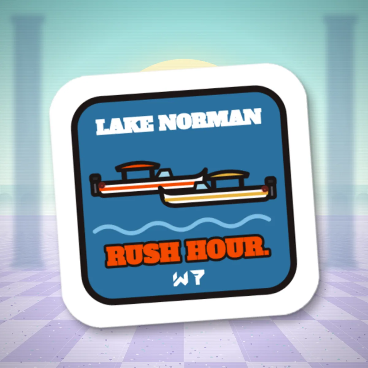 Lake Norman Rush Hour Sticker sticker in a styled photo