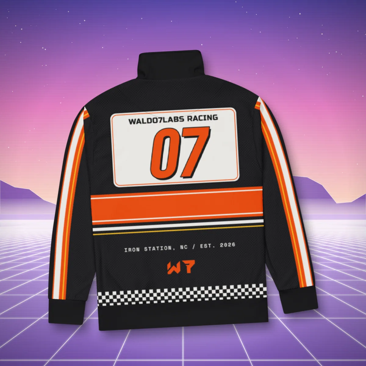 07 Moto Track Jacket all over print track jacket in a styled photo