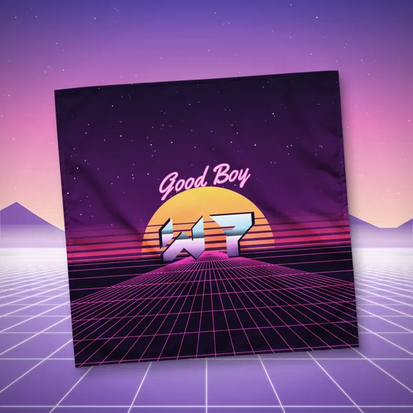 Night Drive Dog Bandana all over print in a styled photo