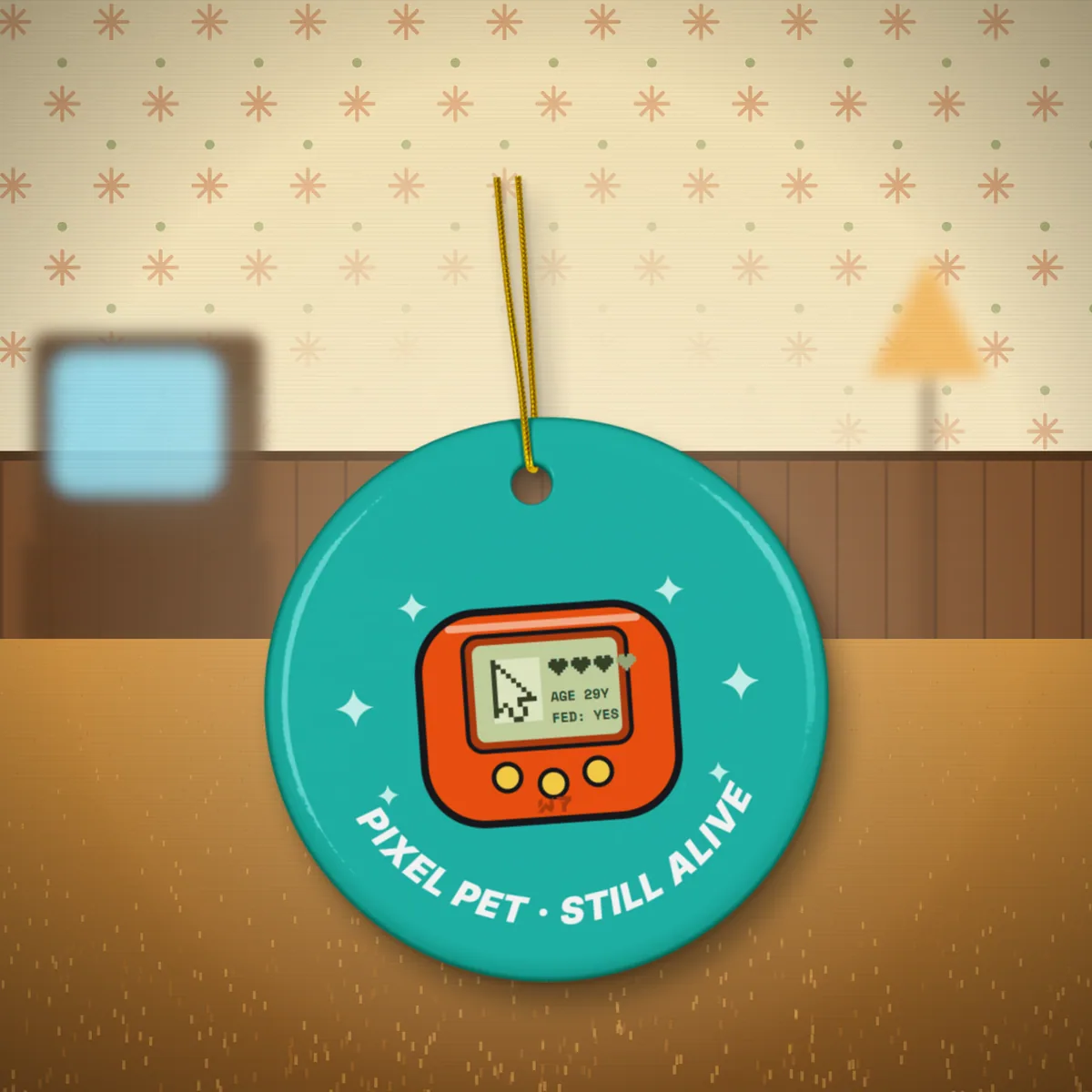 Pixel Pet Ornament ornament in a styled photo