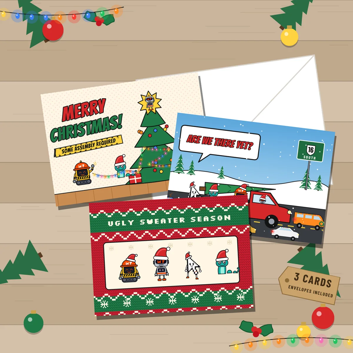 W7 Crew Holiday Card Pack holiday card pack in a styled photo